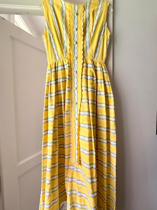 Dresses & Skirts - Vintage Sunny Yellow Striped Button-Front Maxi Dress